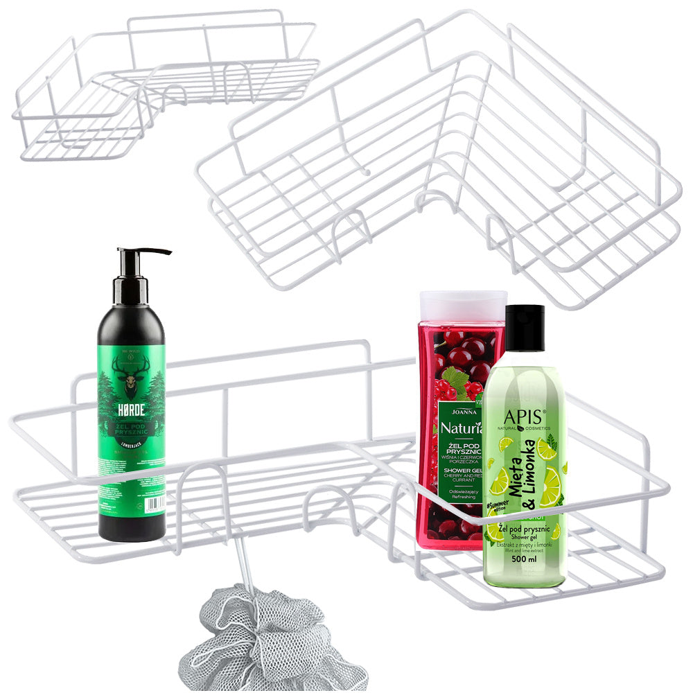 Bēniņu stūra vannas istabas dušas plaukta piekaramais āķis, balts