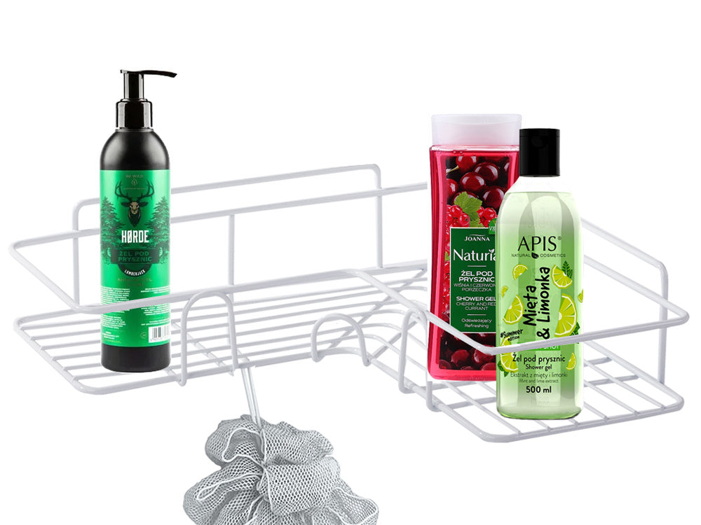 Bēniņu stūra vannas istabas dušas plaukta piekaramais āķis, balts