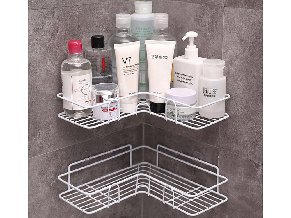 Bēniņu stūra vannas istabas dušas plaukta piekaramais āķis, balts