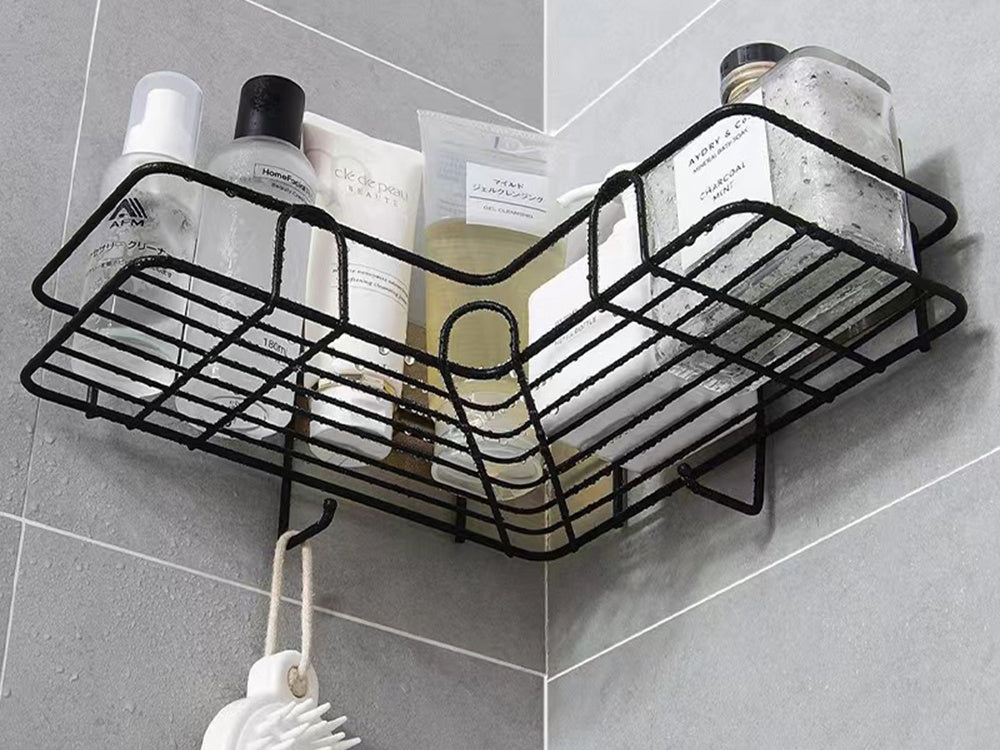 Bēniņu stūra vannas istabas dušas plaukta piekaramais āķis, melns