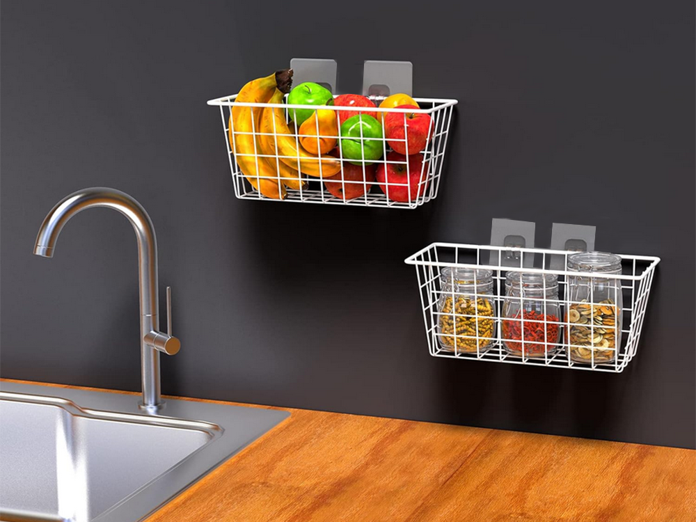 Metāla groza organizators, piekarināms plaukts, balts, stiprs