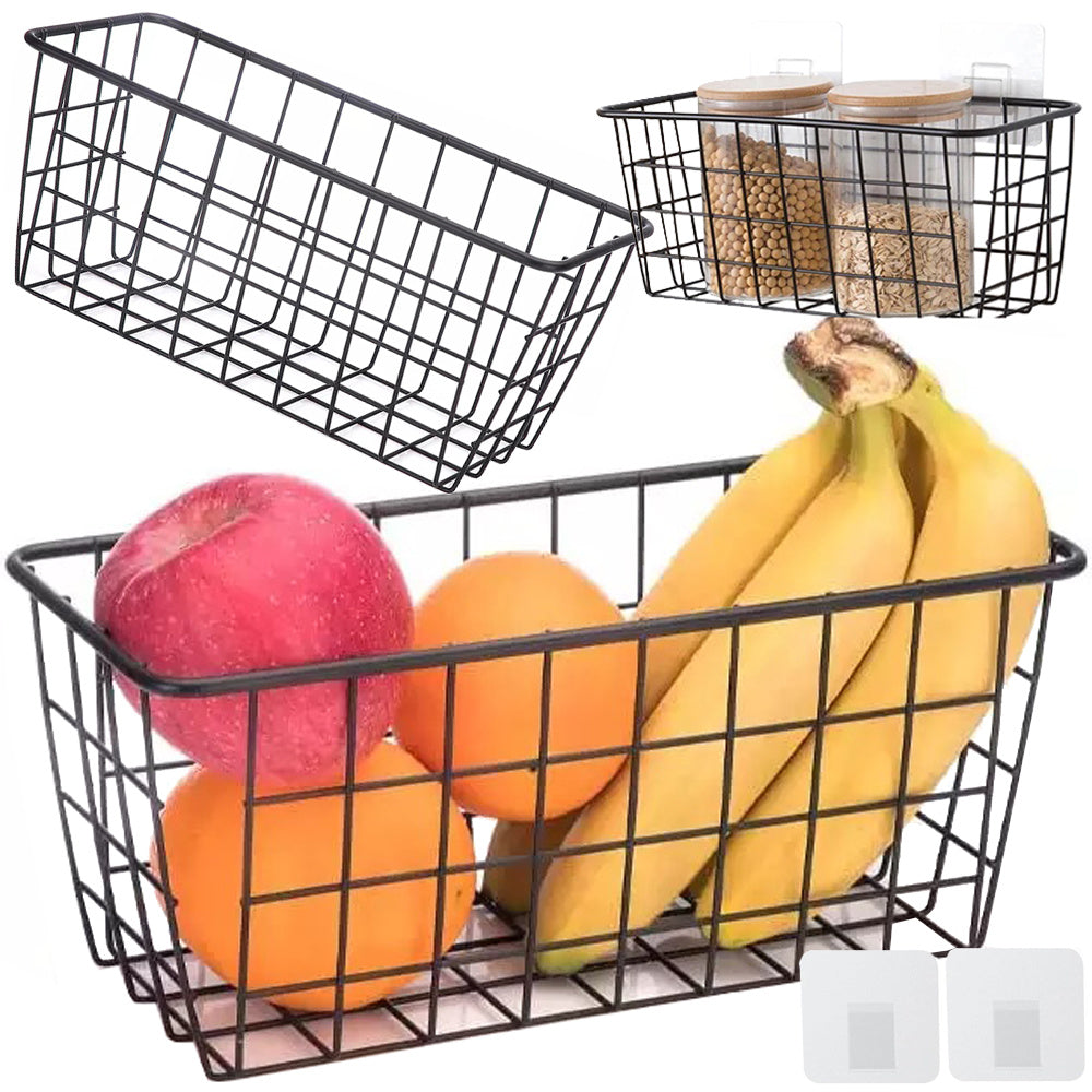 Piekarināms grozs, metāla organizators, piekarināms virtuves plaukts, melns