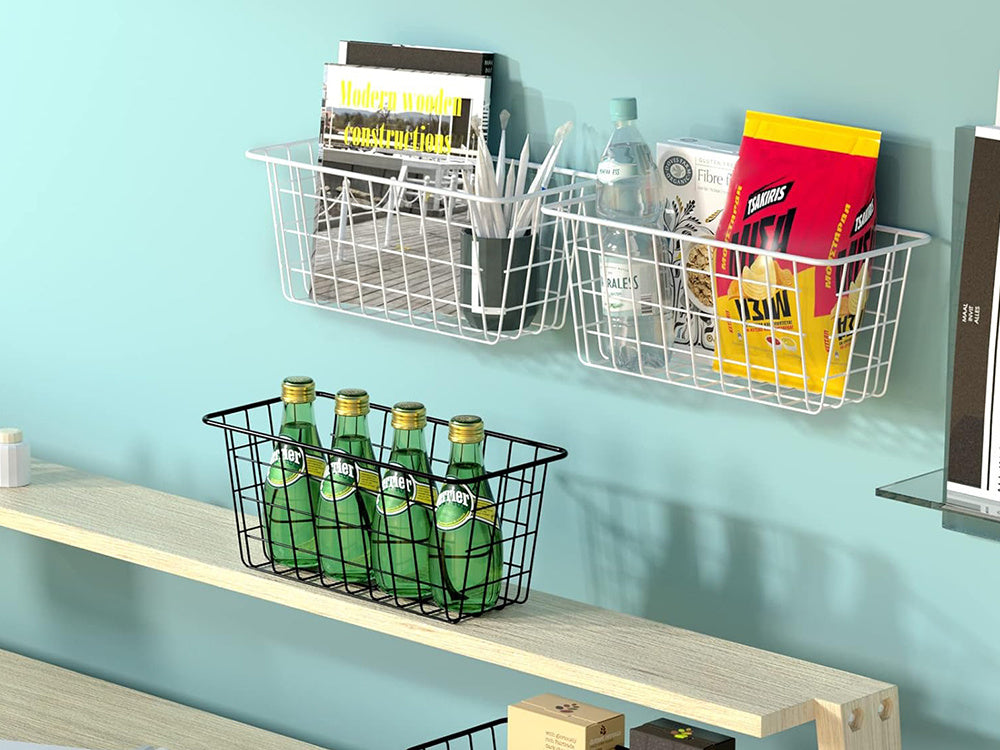 Piekarināms grozs, metāla organizators, piekarināms virtuves plaukts, melns