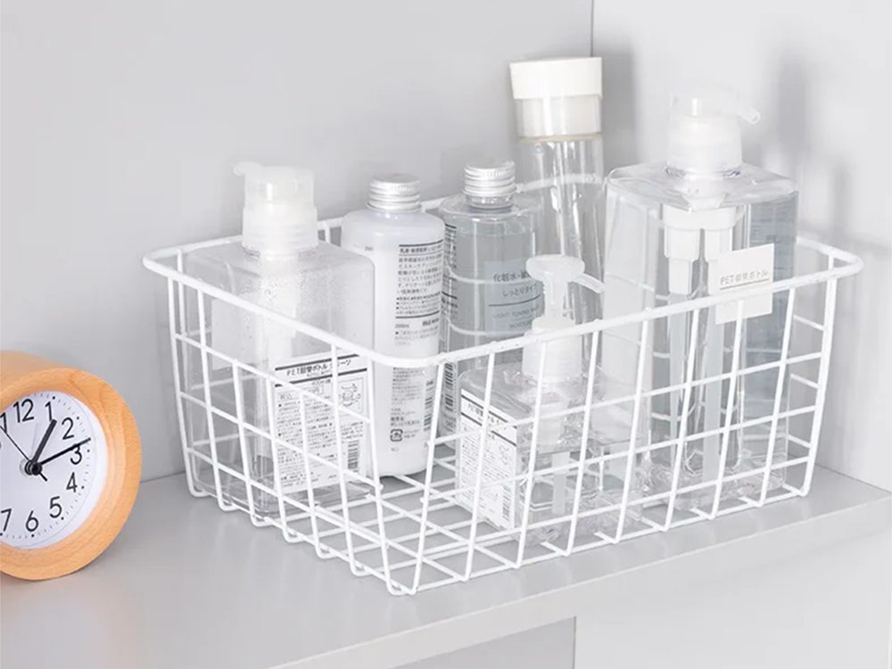 Bēniņu metāla stiepļu grozs bēniņu metāla organizators virtuvei augļiem, balts, liels