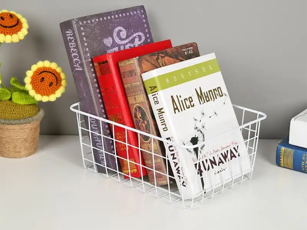 Bēniņu metāla stiepļu grozs bēniņu metāla organizators virtuvei augļiem, balts, liels