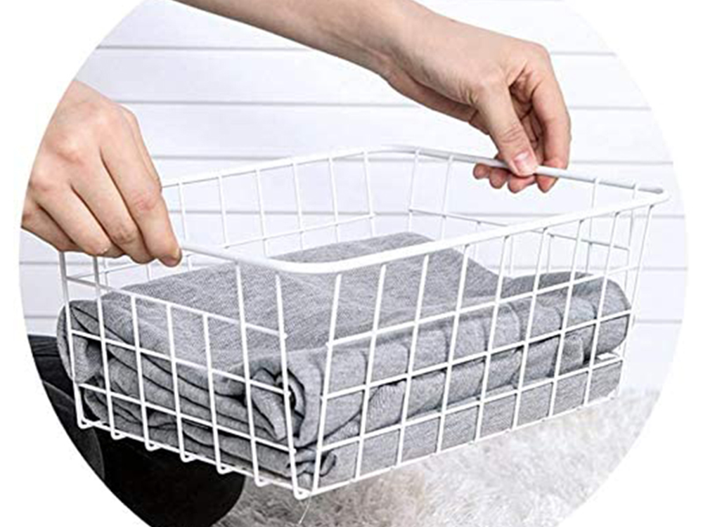 Bēniņu metāla stiepļu grozs bēniņu metāla organizators virtuvei augļiem, balts, liels