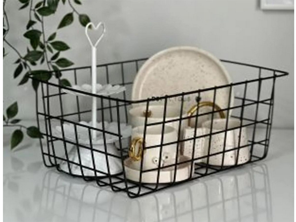 Loft metāla stiepļu organizators virtuves augļu grozam, melns, liels