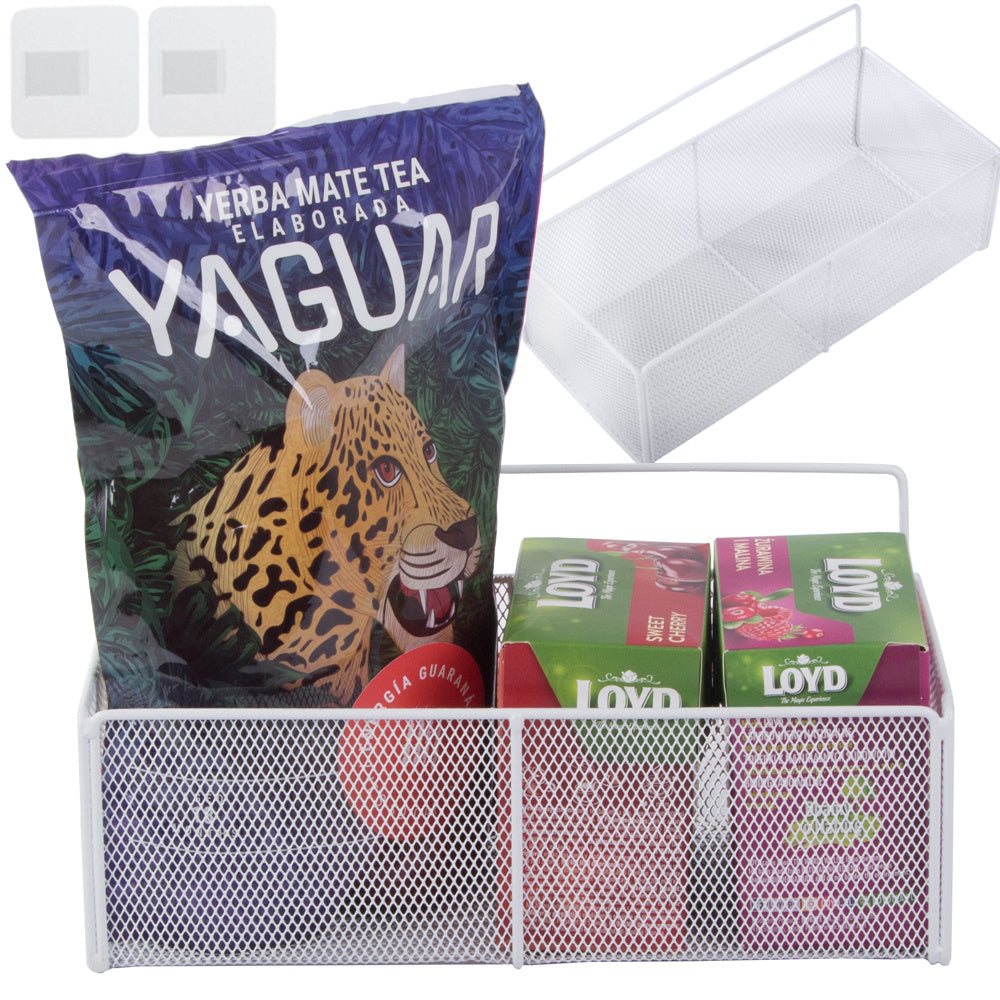 Piekarināms grozs, metāla organizators, piekarināms plaukts virtuvei, balts