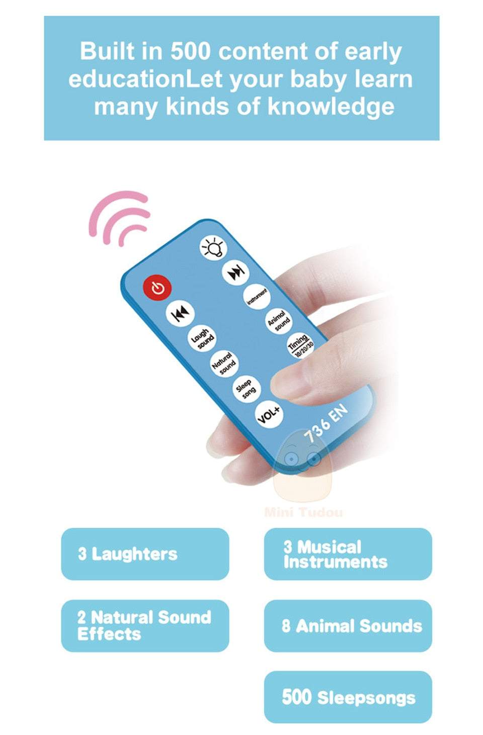 Bērnu karuselis ar rotaļlietām iemigšanai 5in1, ar zvaigžņu projektoru un melodiju atskaņotāju