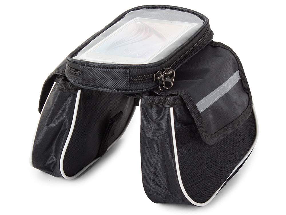 Velosipēda rāmja bagāžnieks ar telefona turētāju