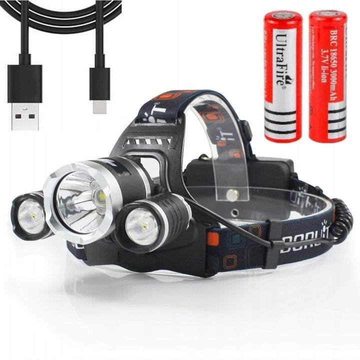 Spēcīgs 3 X LED T6 CREE galvas lukturis