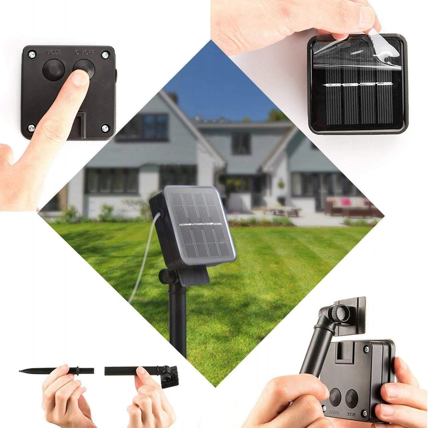 LED lampiņu virtene ar saules paneli - 10m