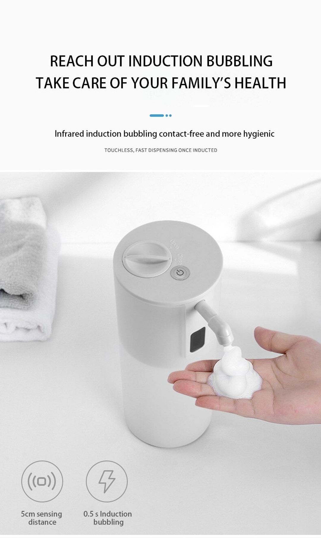 Šķidro ziepju putu dozators automātisks 350ml