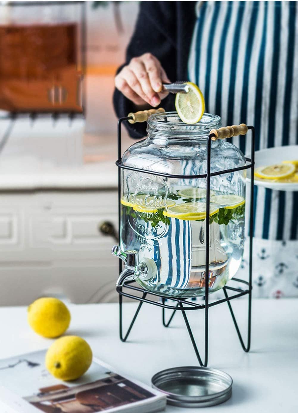 Stikla burka ar krānu 5L + statīvs