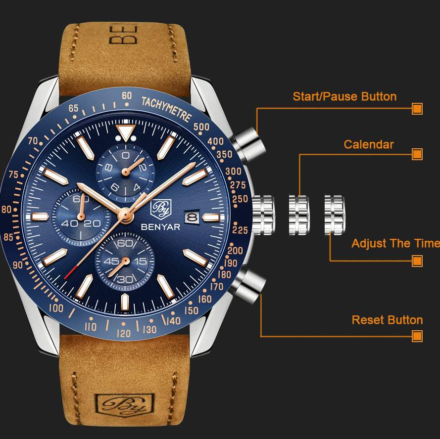 Rokas pulkstenis Benyar Blue Face by-5140