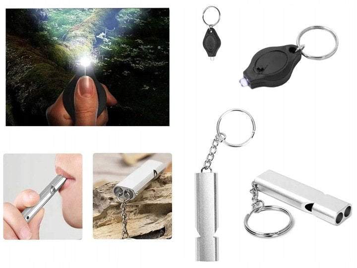 Izdzīvošanas komplekts 10 piederumi (daudzfunkcionālā vizītkarte, nazis, taktiskā pildspalva, lukturis)