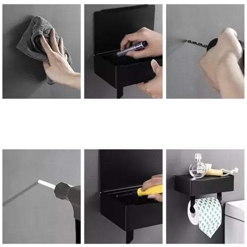 Tualetes papīra turētājs ar plauktiņu