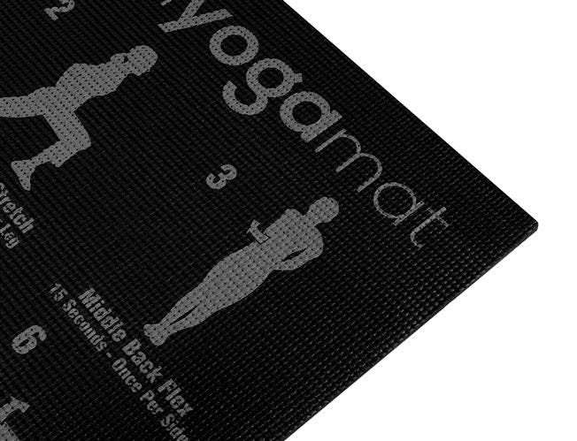 Fitnesa jogas paklājiņš ar vingrojumu plānu
