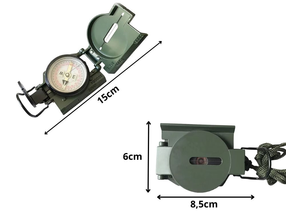 Profesionāls taktiskais militārais kompass ar metāla slēdzamu lineālu