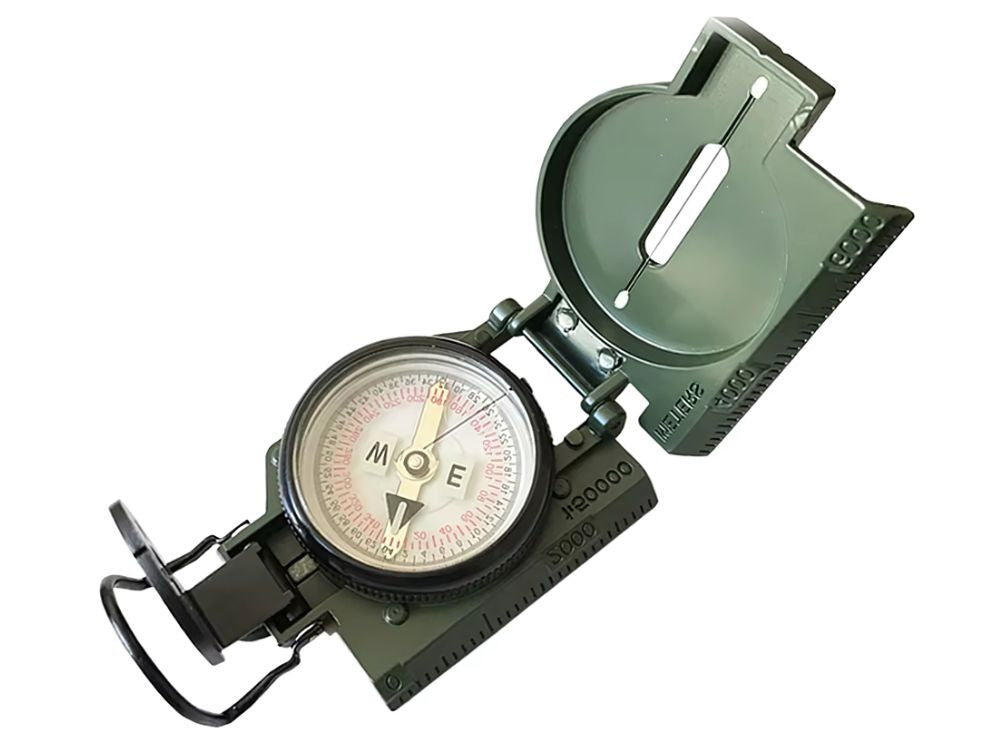 Profesionāls taktiskais militārais kompass ar metāla slēdzamu lineālu