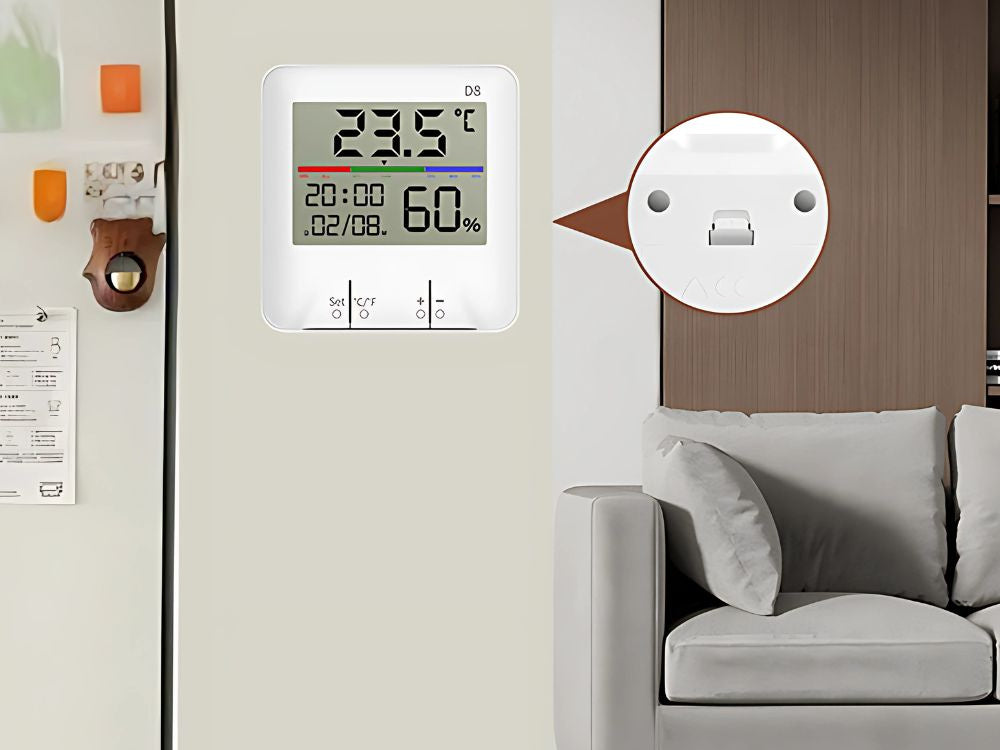 Termometra laika stacijas iekšējais higrometra pulkstenis ar akumulatoru LCD