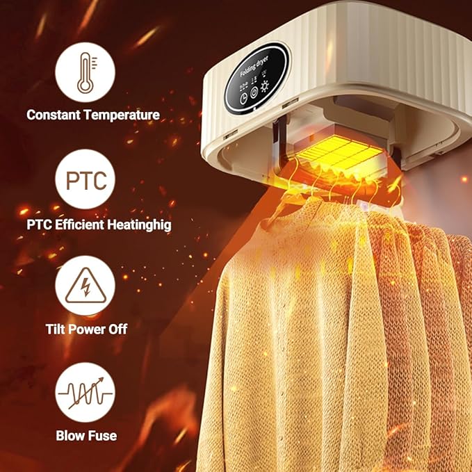 Saliekamais pārnēsājamais veļas žāvētājs ar taimeri 600W