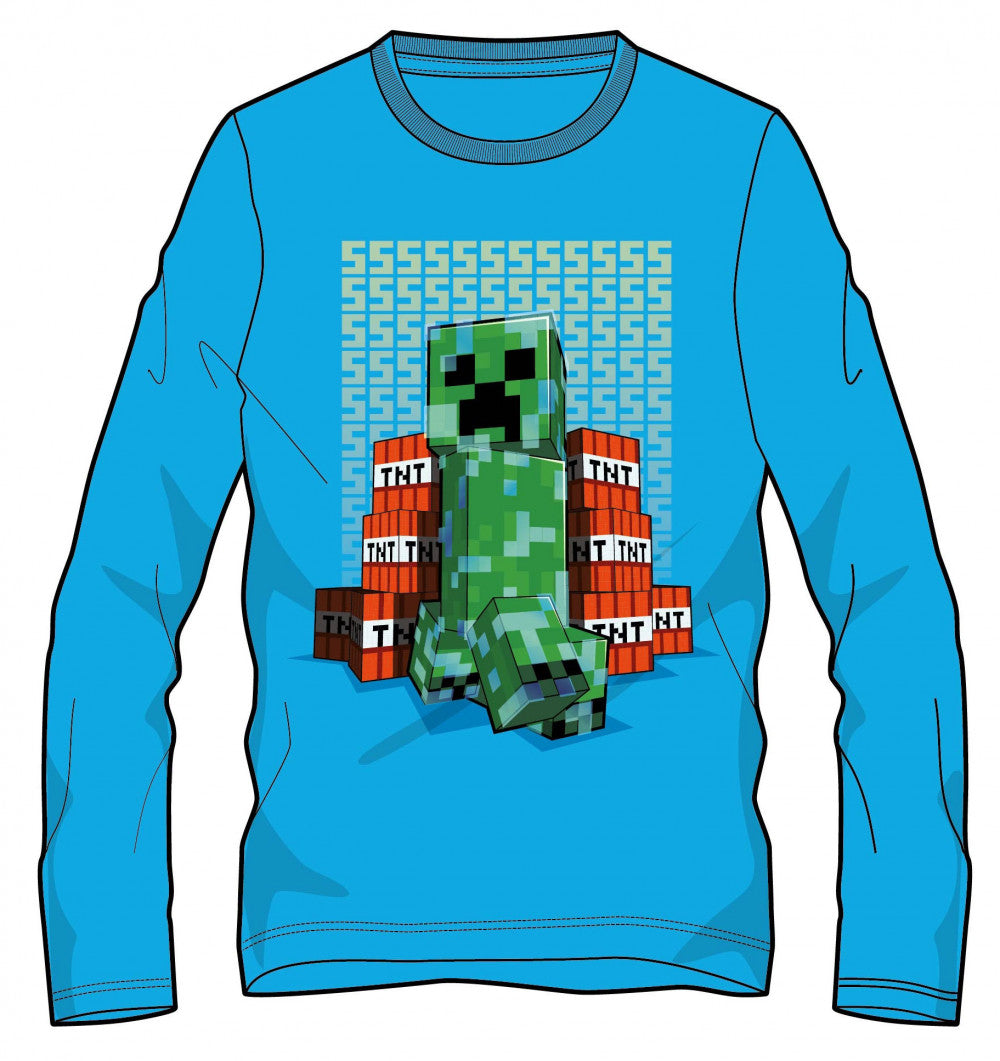 Minecraft tumsā spīdošs garpiedurkņu bērnu T-krekls, vecums virs 12 gadiem