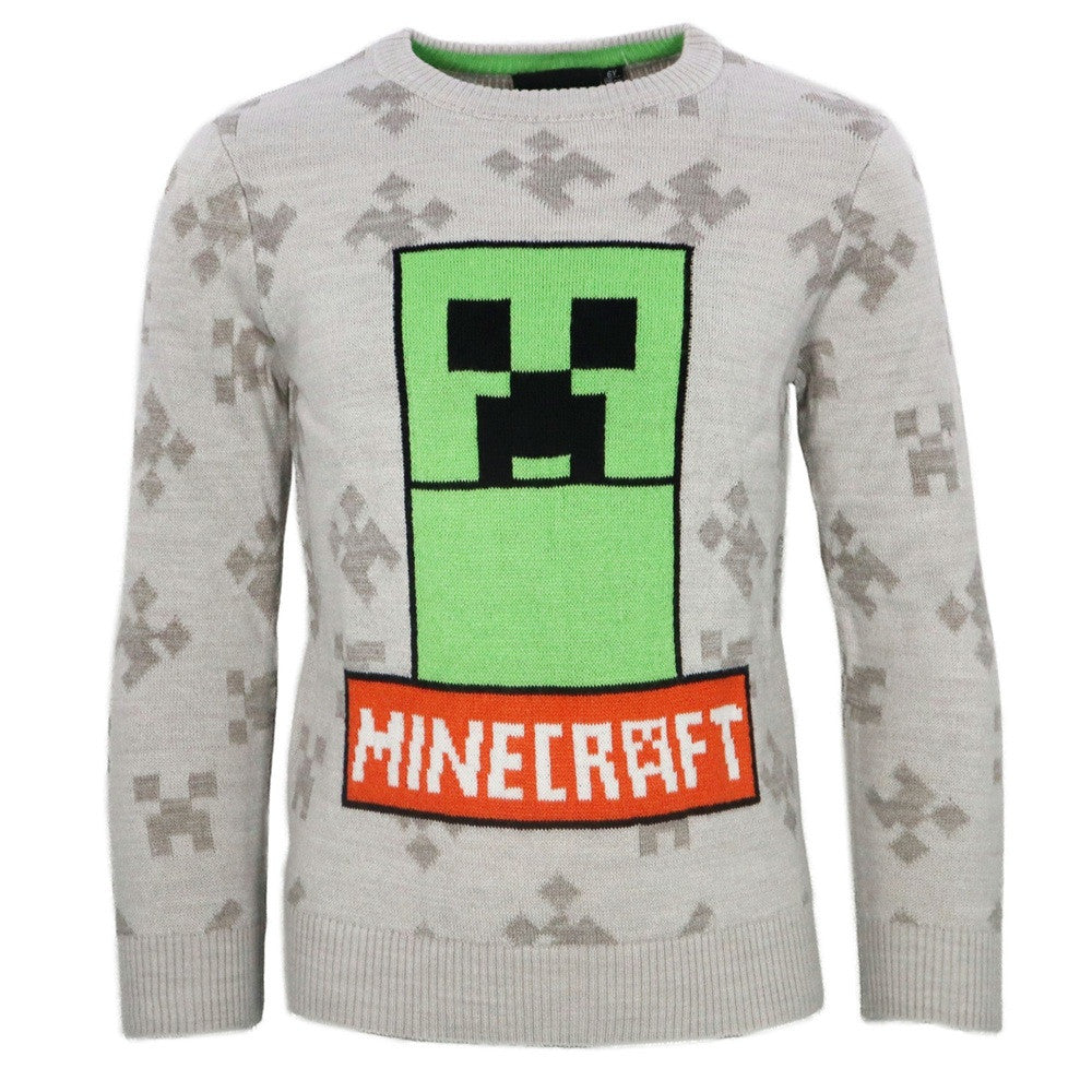 Minecraft pelēks bērnu adīts džemperis 10 gadi