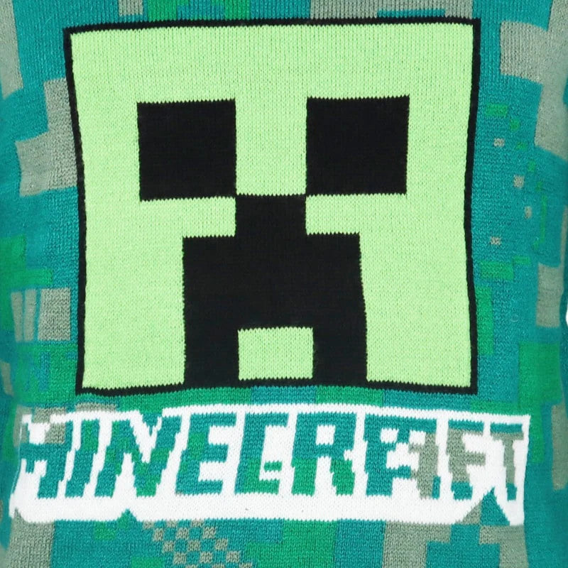 Minecraft Zaļš bērnu adīts džemperis 8 gadi