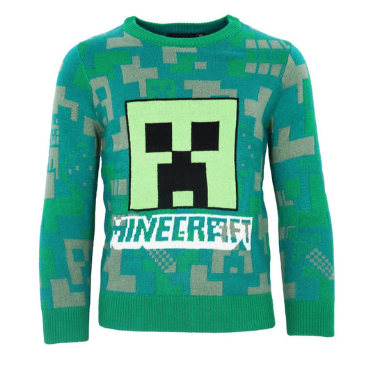 Minecraft Zaļš bērnu adīts džemperis 9 gadi