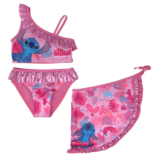 Disney Lilo un Stitch Tropic Pink bērnu bikini un sarongs komplekts 6/8 gadi