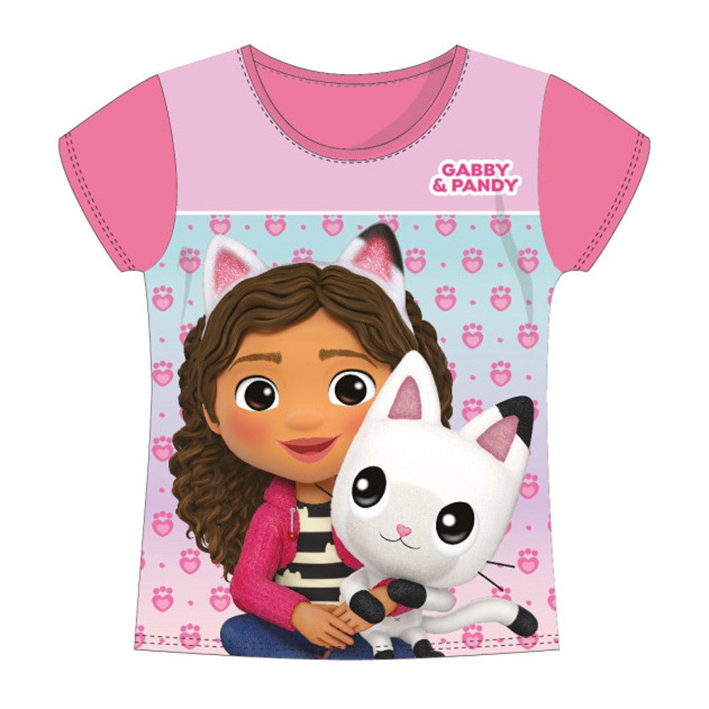 Gabby's Dollhouse Pandy Pink bērnu īsais T-krekls, topiņš 2 gadi