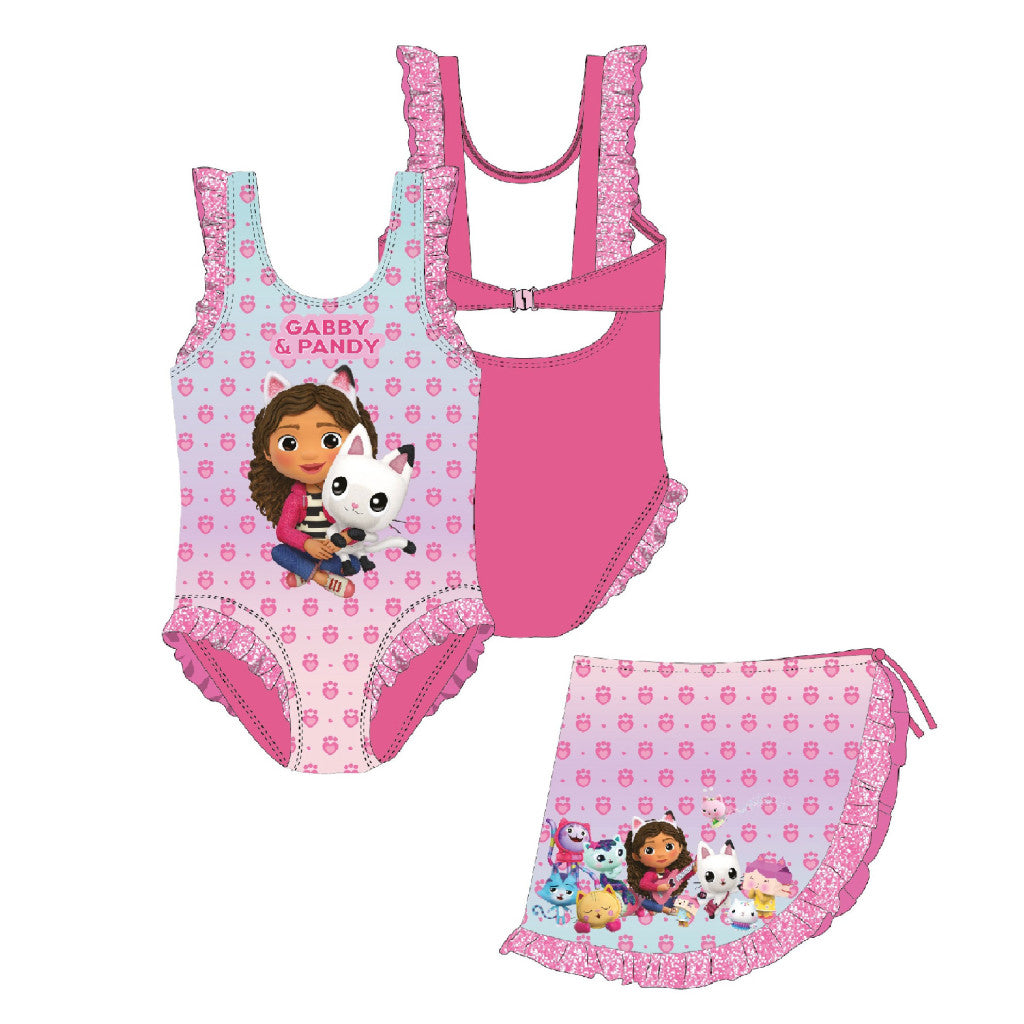 Gabby's Dollhouse Pandy bērnu peldkostīma un sarongu komplekts 3-4 gadi / 98-104 cm
