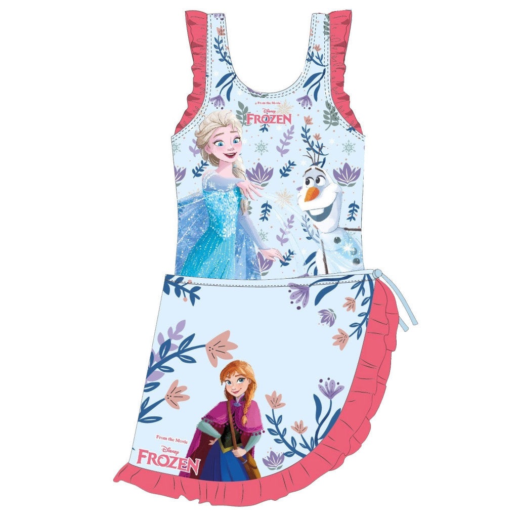 Disney Frozen bērnu peldkostīmu un sarongu komplekts 7-8 gadi / 122-128 cm