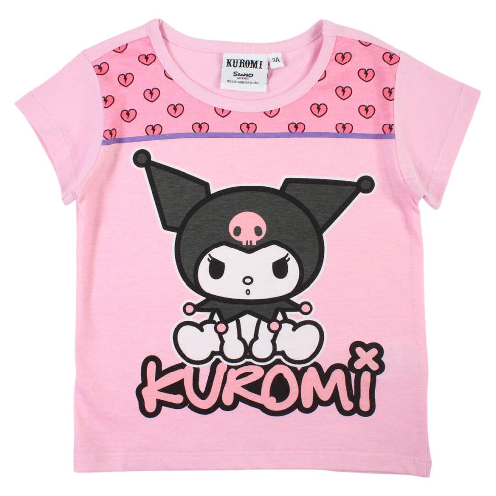 Hello Kitty Kuromi gaiši rozā bērnu īsais T-krekls, topiņš 4 gadi