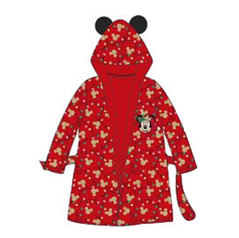 Disney Minnie sarkana virtenes gaismiņu Ziemassvētku bērnu halāts 8 gadi / 128 cm