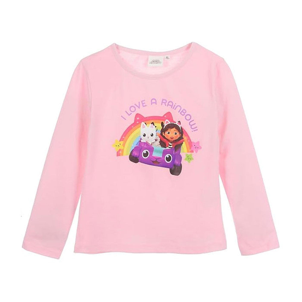 Gabby's Dollhouse Rainbow Pink bērnu krekls ar garām piedurknēm, topiņš 3 gadi / 98 cm