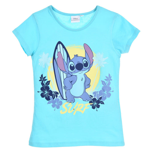 Disney Lilo un Stitch Surf bērnu īsais T-krekls, topiņš 6 gadiem