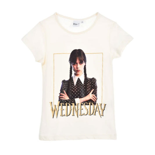 Wednesday Gloomy White bērnu īsais T-krekls, topiņš 12 gadi / 152 cm