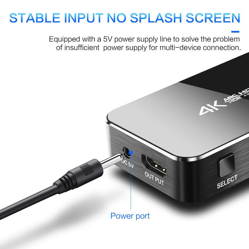 HDMI sadalītājs, pārslēdzējs, 4 porti, ar tālvadības pulti