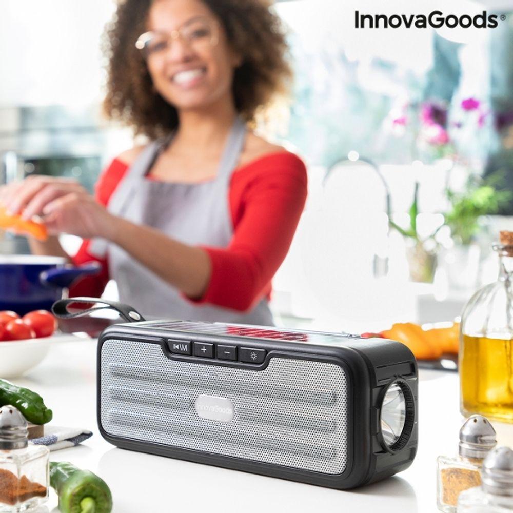 Bezvadu skaļrunis Bluetooth ar saules paneli un lukturi