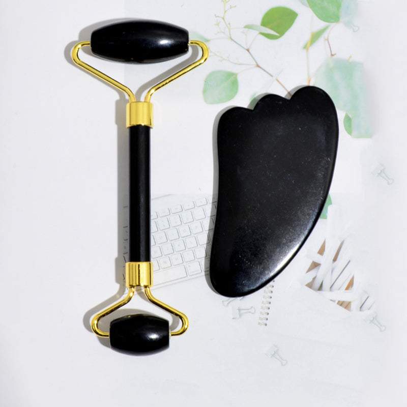 Nefrīta rullītis, Jade Roller ar Gua Sha no melnā obsidiāna
