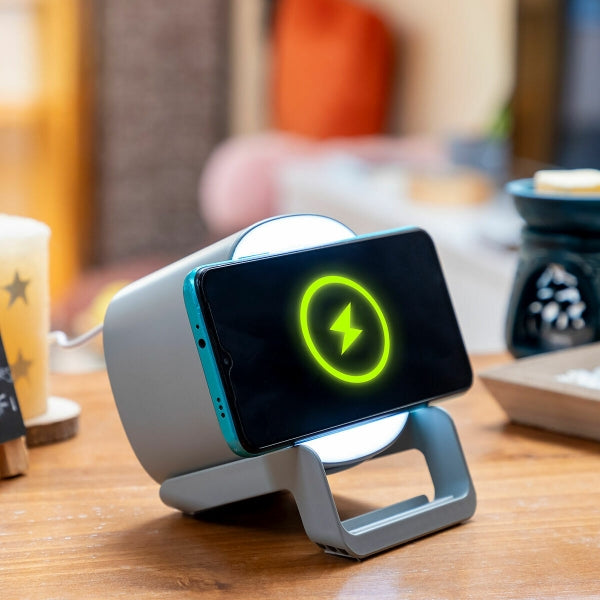 Bezvadu skaļrunis-lādētājs ar LED