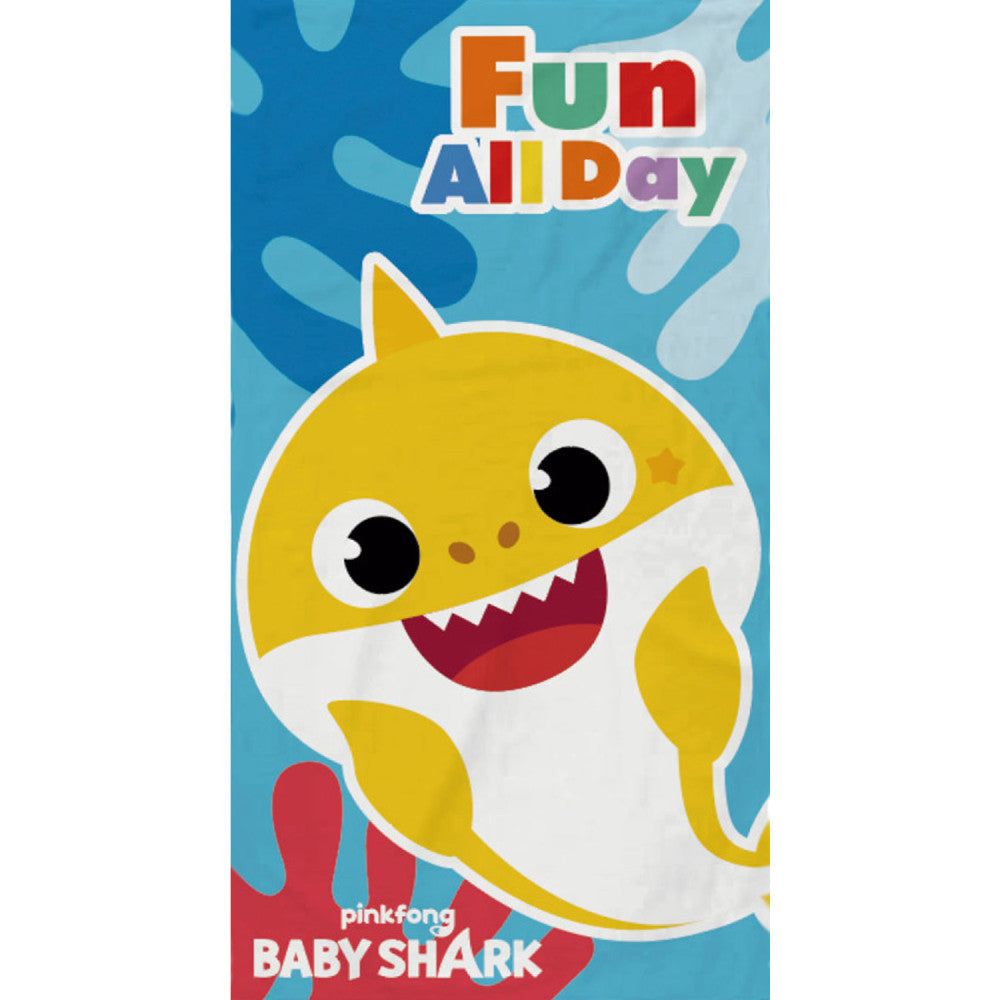 Baby Shark Fun Day vannas dvielis, pludmales dvielis 70x140cm (ātri žūstošs)