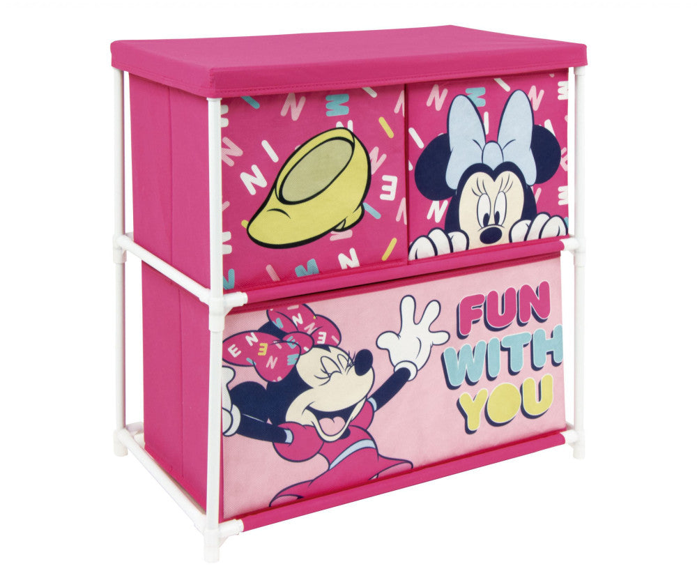 Disney Minnie rotaļlietu uzglabāšanas statīvs ar 3 nodalījumiem 53x30x60 cm