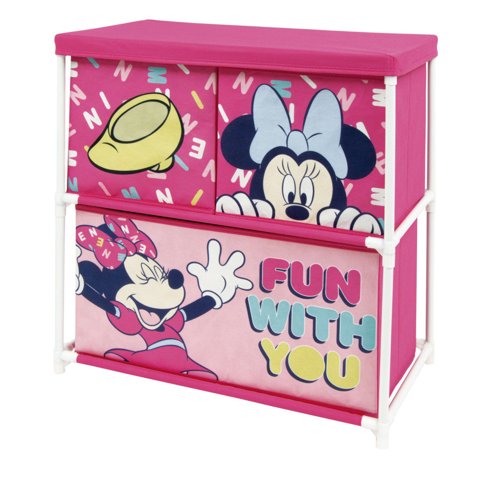 Disney Minnie rotaļlietu uzglabāšanas statīvs ar 3 nodalījumiem 53x30x60 cm