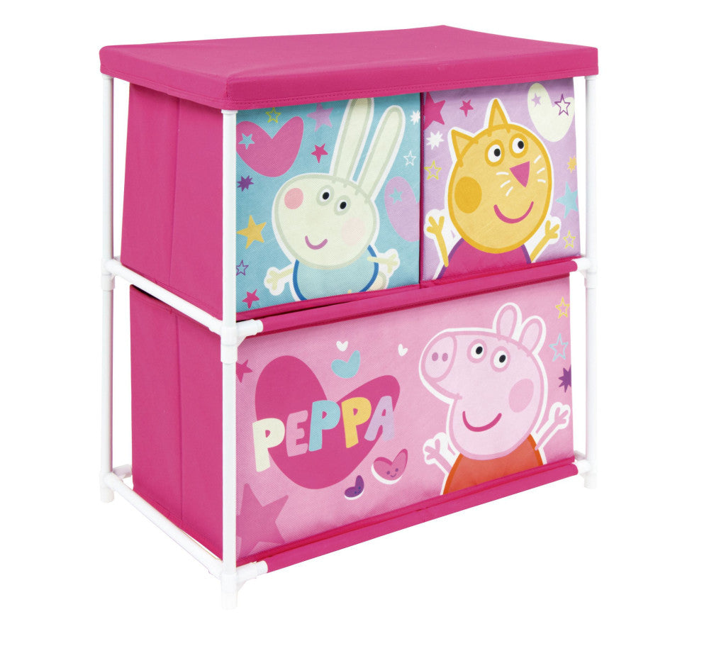 Peppa Pig rotaļlietu uzglabāšanas plaukts ar 3 nodalījumiem 53x30x60 cm