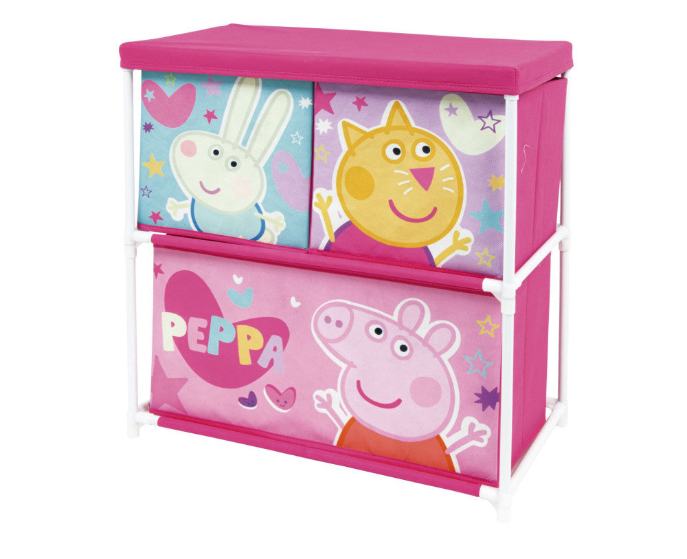 Peppa Pig rotaļlietu uzglabāšanas plaukts ar 3 nodalījumiem 53x30x60 cm