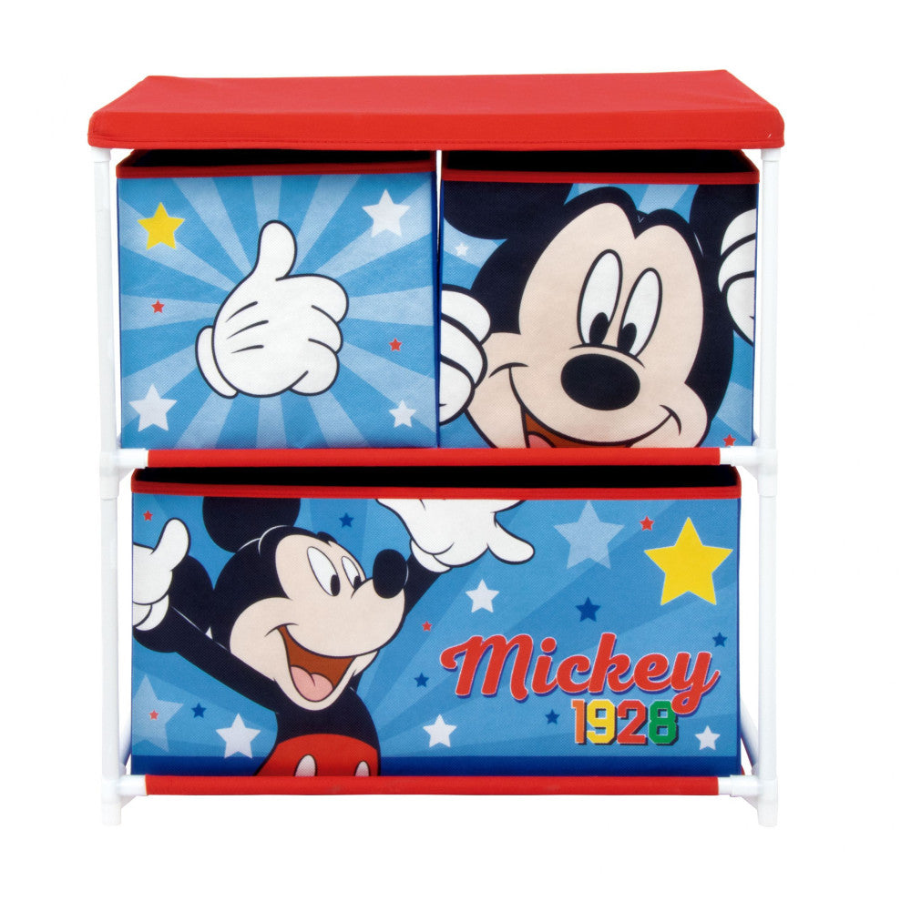 Disney Mikija Zvaigznes rotaļlietu uzglabāšanas statīvs ar 3 nodalījumiem 53x30x60 cm