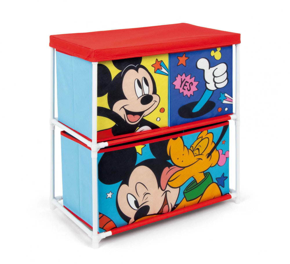 Disney Mikija un Plutona rotaļlietu uzglabāšanas statīvs ar 3 nodalījumiem 53x30x60 cm